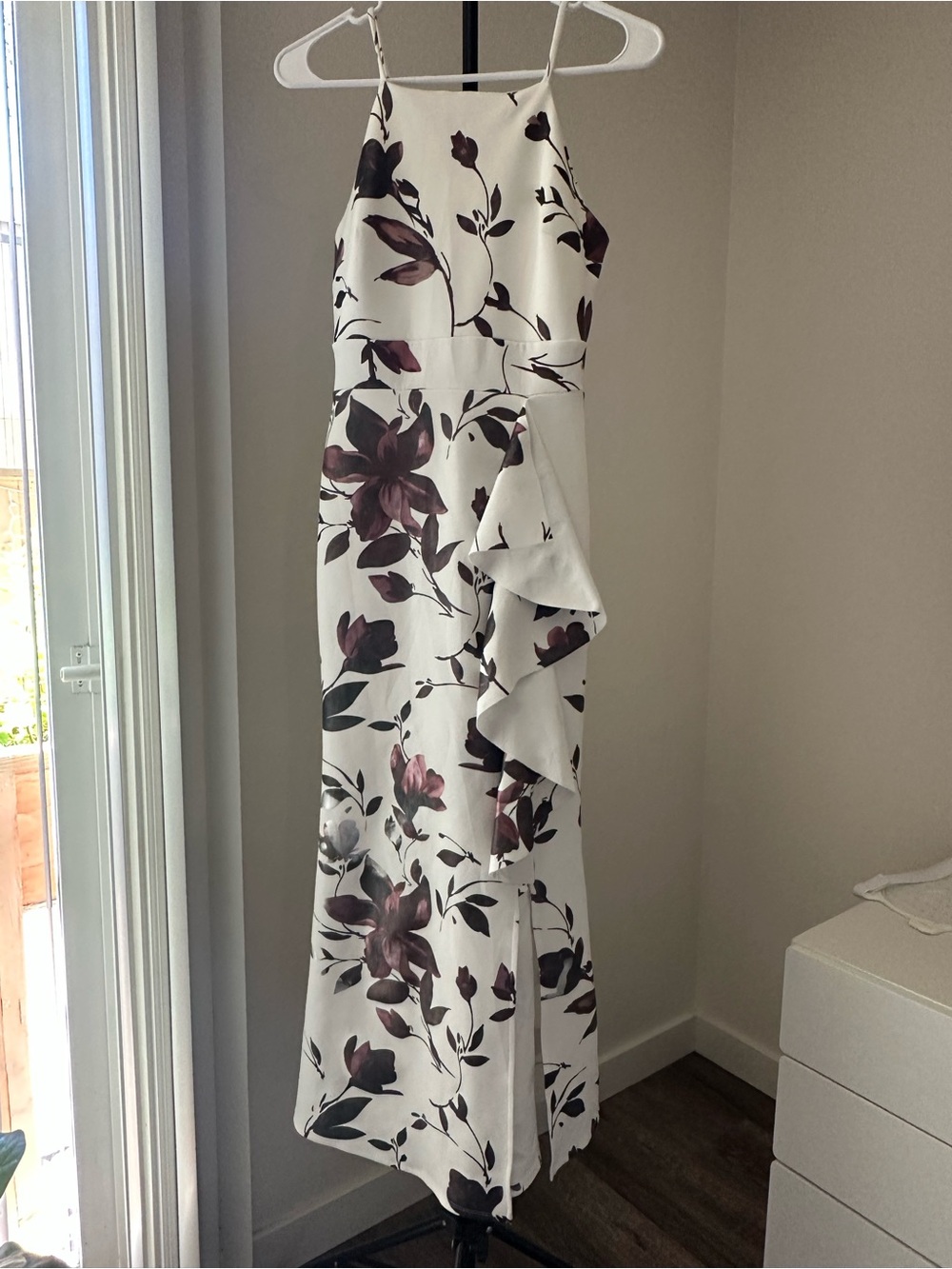 Sweet Storm White Blouse with Dark Floral Print